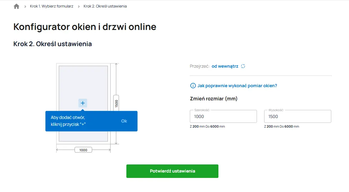 Krok 2 - Wybór typu otwierania