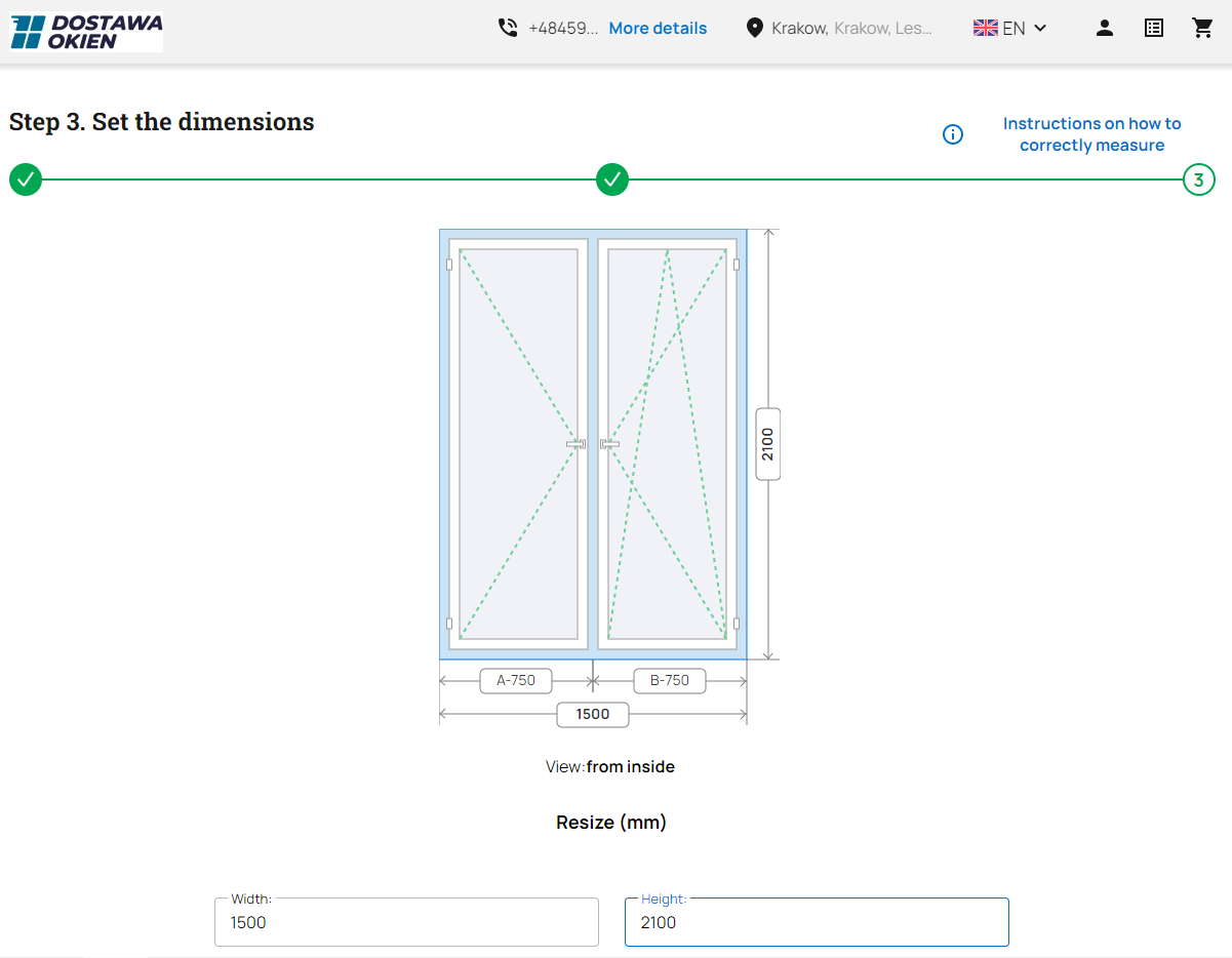 Step 3 - Selection of sizes