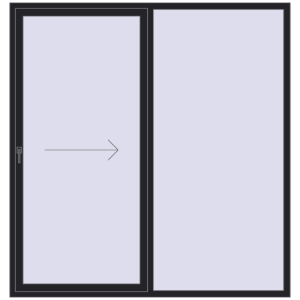 Plastic patio door 2140x2200 mm Double-leaf with right hand opening. View from inside Buy Sliding patio doors 2140x2200 mm PATIO DOOR REHAU BRILLANT DESIGN BLACK_ULTI-MATT two-sided
