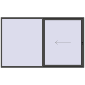 Plastic patio door 3000x1800 mm Double-leaf with left hand opening. View from inside Buy Sliding patio doors 3000x1800 mm PATIO DOOR REHAU SYNEGO BASALT_GREY two-sided
