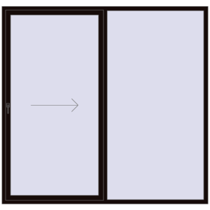 Drzwi plastikowe patio 2400x2300 mm Dwuskrzydłowe otwierane na prawą stronę. View from inside Buy Przesuwane drzwi tarasowe 2400x2300 mm REHAU SYNEGO SLIDE BLACK_BROWN dwustronny