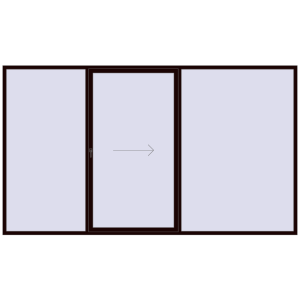Drzwi plastikowe patio 4000x2300 mm Trzech skrzydłowe otwierane na prawą stronę. Widok od środka Zamów teraz Przesuwane drzwi tarasowe 4000x2300 mm PATIO DOOR REHAU BRILLANT DESIGN CHOCOLATE_BROWN dwustronny