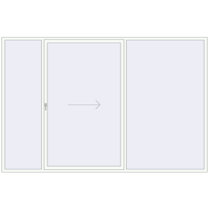 Drzwi plastikowe patio 3500x2300 mm Trzech skrzydłowe otwierane na prawą stronę. Widok od środka Zamów teraz Przesuwane drzwi tarasowe 3500x2300 mm PATIO DOOR REHAU BRILLANT DESIGN BLACK_CHERRY zewnętrzny