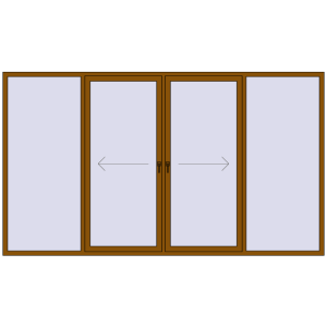Buy Sliding patio doors 3500x2000 mm PATIO DOOR REHAU SYNEGO GOLDEN OAK two-sided