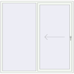 Drzwi plastikowe patio 2030x1970 mm Dwuskrzydłowe otwierane na lewą stronę. Widok od środka Zamów teraz Przesuwane drzwi tarasowe 2030x1970 mm PATIO DOOR REHAU BRILLANT DESIGN RAL 9016 Traffic white dwustronny