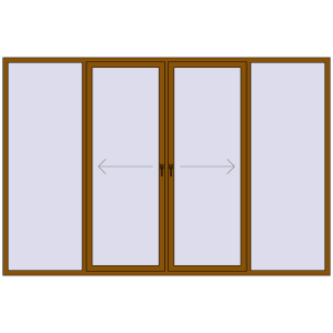 Buy Sliding patio doors 3300x2200 mm PATIO DOOR REHAU SYNEGO GOLDEN OAK two-sided
