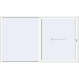 Plastic patio door 3000x1800 mm Double-leaf with left hand opening. View from inside Buy Sliding patio doors 3000x1800 mm PATIO DOOR REHAU SYNEGO RAL 9016 Traffic white two-sided