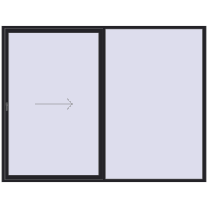 Plastic patio door 3000x2300 mm Double-leaf with right hand opening. View from inside Buy Sliding patio doors 3000x2300 mm PATIO DOOR REHAU BRILLANT DESIGN BLACK_ULTI-MATT two-sided
