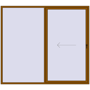 Buy Sliding patio doors 2600x2300 mm PATIO DOOR REHAU SYNEGO GOLDEN OAK two-sided