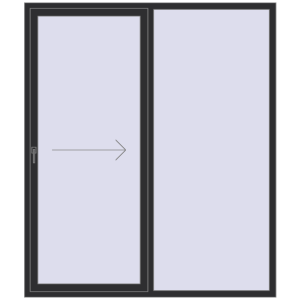 Drzwi plastikowe patio 1880x2200 mm Dwuskrzydłowe otwierane na prawą stronę. Widok od środka Zamów teraz Przesuwane drzwi tarasowe 1880x2200 mm PATIO DOOR REHAU BRILLANT DESIGN ANTHRACITE_GREY_GLATT dwustronny