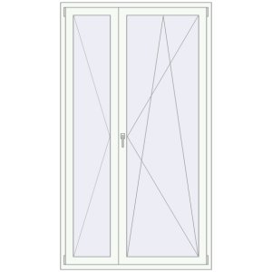 Plastic balcony door 1300x2300 mm Double leaf. View from inside Buy Balcony doors 1300x2300 mm BALCONY DOOR REHAU SYNEGO RAL 9016 Traffic white two-sided
