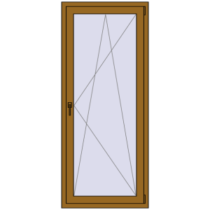 Drzwi balkonowe plastikowe 800x1900 mm Jednoskrzydłowe. Widok od środka Zamów teraz Drzwi balkonowe 800x1900 mm BALCONY DOOR REHAU SYNEGO LIGHT_OAK dwustronny
