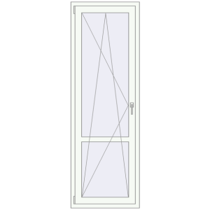 Plastic balcony door 700x2100 mm Single leaf with mullion. View from inside Buy Balcony doors 700x2100 mm BALCONY DOOR REHAU EURO 70 RAL 9016 Traffic white two-sided
