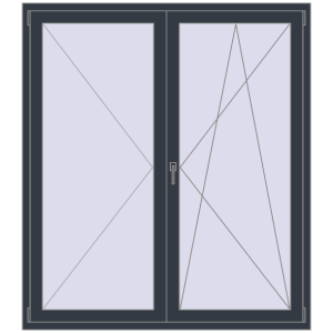 Buy Balcony doors 1580x1790 mm BALCONY DOOR REHAU EURO 70 ANTHRACITE_GREY_STRUKTURAL two-sided