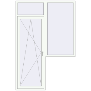 Plastic balcony door 1600x2400 mm With fanlight and right side window. View from inside Buy Balcony doors 1600x2400 mm BALCONY DOOR REHAU SYNEGO RAL 9016 Traffic white two-sided