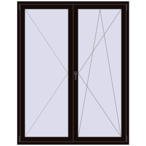 Buy Balcony doors 1600x2050 mm BALCONY DOOR REHAU EURO 70 BLACK_BROWN two-sided