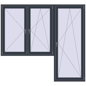 Buy Balcony doors 2300x2100 mm BALCONY DOOR REHAU EURO 70 ANTHRACITE_GREY_STRUKTURAL two-sided