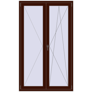 Drzwi balkonowe plastikowe 1200x2000 mm Podwójny liść. Widok od środka Zamów teraz Drzwi balkonowe 1200x2000 mm BALCONY DOOR REHAU EURO 70 BLACK_CHERRY dwustronny