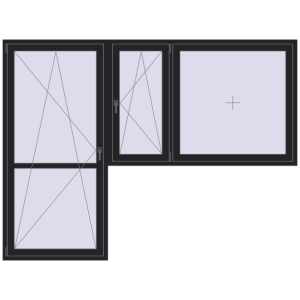 Buy Balcony doors 2800x2100 mm BALCONY DOOR REHAU SYNEGO BLACK_ULTI-MATT two-sided