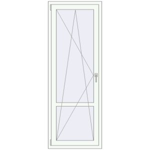 Plastic balcony door 730x2000 mm Single leaf with mullion. View from inside Buy Balcony doors 730x2000 mm BALCONY DOOR REHAU SYNEGO RAL 9016 Traffic white two-sided
