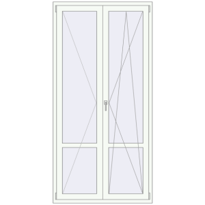 Plastic balcony door 1170x2370 mm Double leaf with mullions. View from inside Buy Balcony doors 1170x2370 mm BALCONY DOOR REHAU EURO 70 RAL 9016 Traffic white two-sided