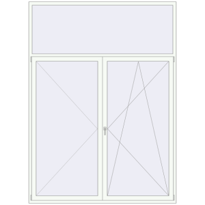 Drzwi balkonowe plastikowe 2200x3000 mm Dwuskrzydłowe z naświetlem. Widok od środka Zamów teraz Drzwi balkonowe 2200x3000 mm BALCONY DOOR REHAU SYNEGO RAL 9016 Traffic white dwustronny