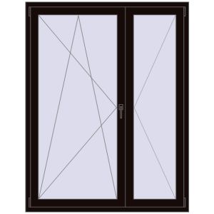 Drzwi balkonowe plastikowe 1400x1800 mm Podwójny liść. Widok od środka Zamów teraz Drzwi balkonowe 1400x1800 mm BALCONY DOOR REHAU SYNEGO BLACK_BROWN dwustronny