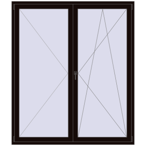 Zamów teraz Balcony doors 1800x2100 mm BALCONY DOOR REHAU EURO 70 BLACK_BROWN two-sided