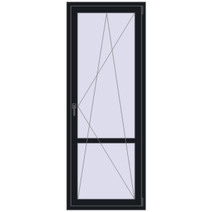 Plastic balcony door 800x2100 mm Single leaf with mullion. View from inside Buy Balcony doors 800x2100 mm BALCONY DOOR REHAU EURO 70 BLACK_COOL_110L-2 two-sided