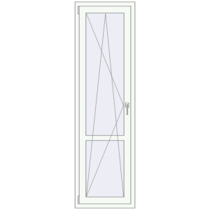 Plastic balcony door 600x2060 mm Single leaf with mullion. View from inside Buy Balcony doors 600x2060 mm BALCONY DOOR REHAU EURO 70 RAL 9016 Traffic white two-sided