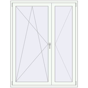 Drzwi balkonowe plastikowe 1400x1800 mm Podwójny liść. Widok od środka Zamów teraz Drzwi balkonowe 1400x1800 mm BALCONY DOOR REHAU SYNEGO RAL 9016 Traffic white dwustronny