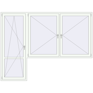 Buy Balcony doors 2800x2100 mm BALCONY DOOR REHAU SYNEGO RAL 9016 Traffic white two-sided