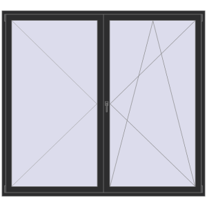 Buy Balcony doors 2300x2100 mm BALCONY DOOR REHAU SYNEGO BLACK_STRUCTURAL two-sided