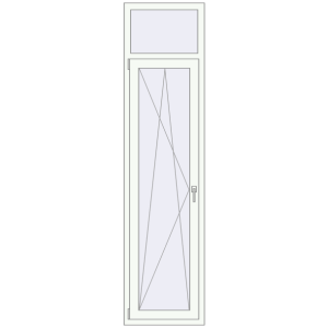 Drzwi balkonowe plastikowe 600x2400 mm Single leaf with fanlight. Widok od środka Zamów teraz Drzwi balkonowe 600x2400 mm BALCONY DOOR REHAU EURO 70 RAL 9016 Traffic white dwustronny