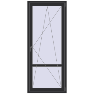 Plastic balcony door 850x2000 mm Single leaf with mullion. View from inside Buy Balcony doors 850x2000 mm BALCONY DOOR REHAU EURO 70 ANTHRACITE_GREY_GLATT two-sided