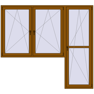 Drzwi balkonowe plastikowe 2500x2260 mm With left side window. Widok od środka Zamów teraz Drzwi balkonowe 2500x2260 mm BALCONY DOOR REHAU SYNEGO GOLDEN OAK dwustronny