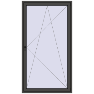 Drzwi balkonowe plastikowe 1200x2200 mm Jednoskrzydłowe. Widok od środka Zamów teraz Drzwi balkonowe 1200x2200 mm BALCONY DOOR REHAU SYNEGO BASALT_GREY dwustronny