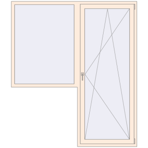 Drzwi balkonowe plastikowe 1900x2200 mm With left side window. Widok od środka Zamów teraz Drzwi balkonowe 1900x2200 mm BALCONY DOOR REHAU EURO 70 CREAME_WHITE_50L-2 dwustronny