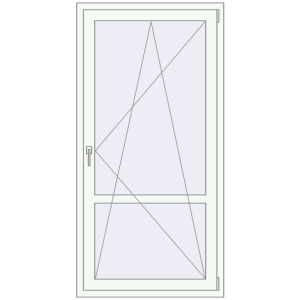 Plastic balcony door 900x1800 mm Single leaf with mullion. View from inside Buy Balcony doors 900x1800 mm BALCONY DOOR REHAU SYNEGO RAL 9016 Traffic white two-sided