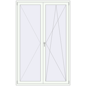 Plastic balcony door 1500x2340 mm Double leaf. View from inside Buy Balcony doors 1500x2340 mm BALCONY DOOR REHAU SYNEGO RAL 9016 Traffic white two-sided