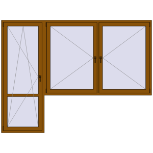 Buy Balcony doors 2800x2100 mm BALCONY DOOR REHAU SYNEGO GOLDEN OAK two-sided