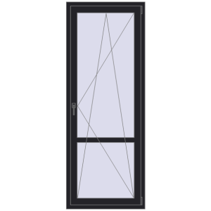 Plastic balcony door 800x2100 mm Single leaf with mullion. View from inside Buy Balcony doors 800x2100 mm BALCONY DOOR REHAU SYNEGO BLACK_ULTI-MATT two-sided