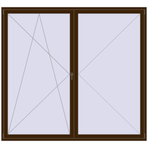 Drzwi balkonowe plastikowe 2500x2300 mm Podwójny liść. Widok od środka Zamów teraz Drzwi balkonowe 2500x2300 mm BALCONY DOOR REHAU SYNEGO DARK_OAK dwustronny