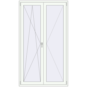 Plastic balcony door 1200x2100 mm Double leaf. View from inside Buy Balcony doors 1200x2100 mm BALCONY DOOR REHAU EURO 70 RAL 9016 Traffic white two-sided