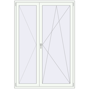 Drzwi balkonowe plastikowe 1450x2100 mm Podwójny liść. View from inside Buy Drzwi balkonowe 1450x2100 mm BALCONY DOOR REHAU EURO 70 RAL 9016 Traffic white dwustronny
