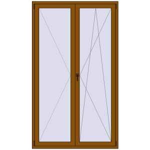 Drzwi balkonowe plastikowe 1400x2400 mm Podwójny liść. Widok od środka Zamów teraz Drzwi balkonowe 1400x2400 mm BALCONY DOOR REHAU SYNEGO GOLDEN OAK dwustronny