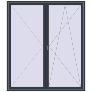 Drzwi balkonowe plastikowe 2000x2300 mm Podwójny liść. Widok od środka Zamów teraz Drzwi balkonowe 2000x2300 mm BALCONY DOOR REHAU SYNEGO ANTHRACITE_GREY_STRUKTURAL dwustronny