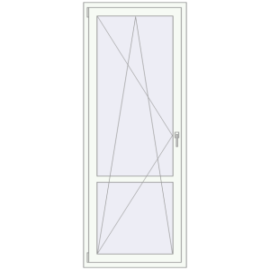 Drzwi balkonowe plastikowe 840x2160 mm Jednoskrzydłowe ze słupkiem. Widok od środka Zamów teraz Drzwi balkonowe 840x2160 mm BALCONY DOOR REHAU EURO 70 RAL 9016 Traffic white dwustronny