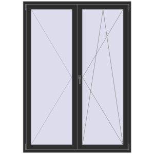 Plastic balcony door 1500x2100 mm Double leaf. View from inside Buy Balcony doors 1500x2100 mm BALCONY DOOR REHAU EURO 70 BLACK_STRUCTURAL two-sided