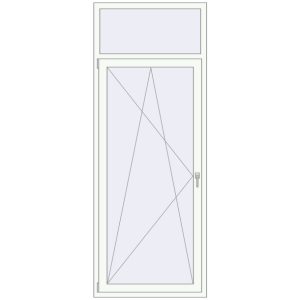 Drzwi balkonowe plastikowe 940x2450 mm Single leaf with fanlight. Widok od środka Zamów teraz Drzwi balkonowe 940x2450 mm BALCONY DOOR REHAU EURO 70 RAL 9016 Traffic white dwustronny
